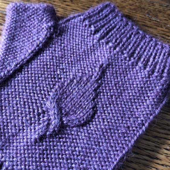 Wool silk hand warmers, fingerless mitts, purple - Picture 4 of 4